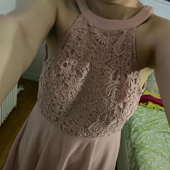 Zip Back Guipure Lace Halter Fit & Flare Dress - Picture 4 of 11